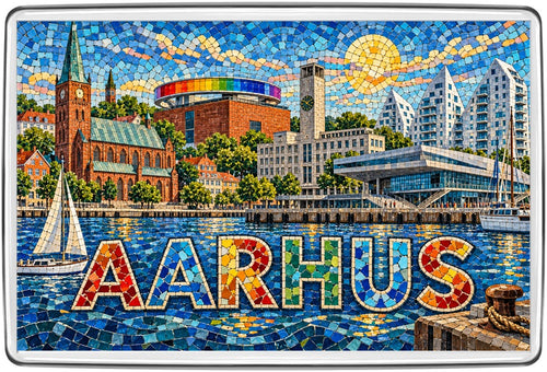Aarhus colourful mosaic fridge magnet travel souvenir