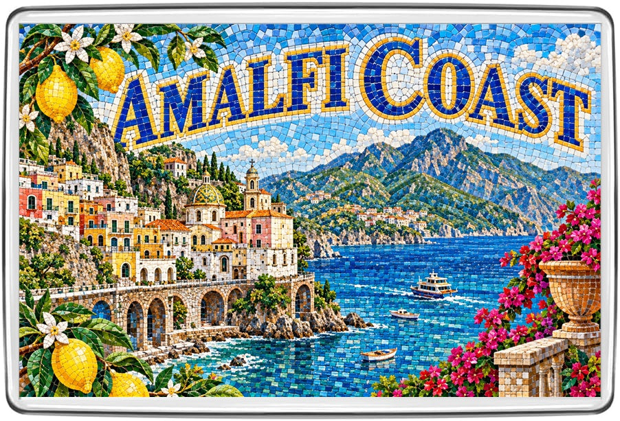 Amalfi Coast colourful mosaic fridge magnet travel souvenir