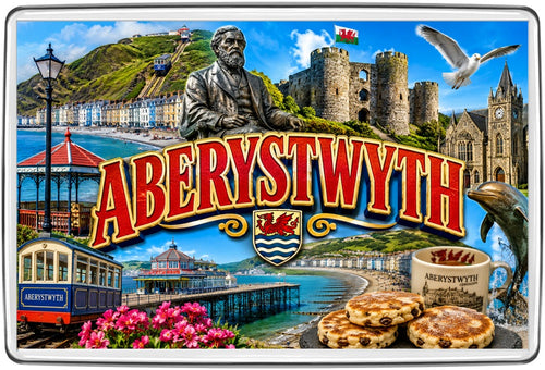 Aberystwyth Wales Illustrated Souvenir Fridge Magnet – Pier & Seafront