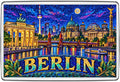 Berlin Neon mosaic fridge magnet, colourful destination souvenir