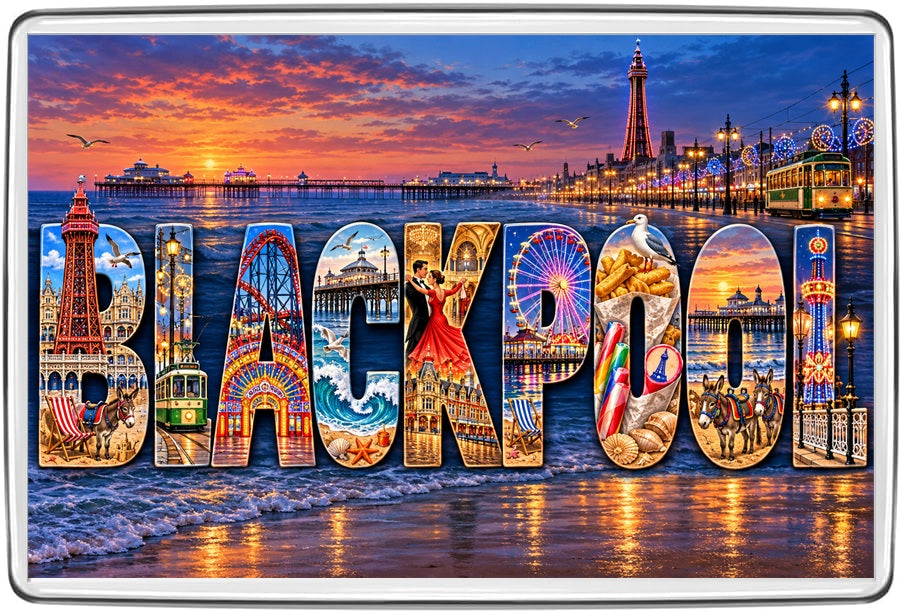 Blackpool illustrated souvenir illustrated acrylic travel souvenir fridge magnet