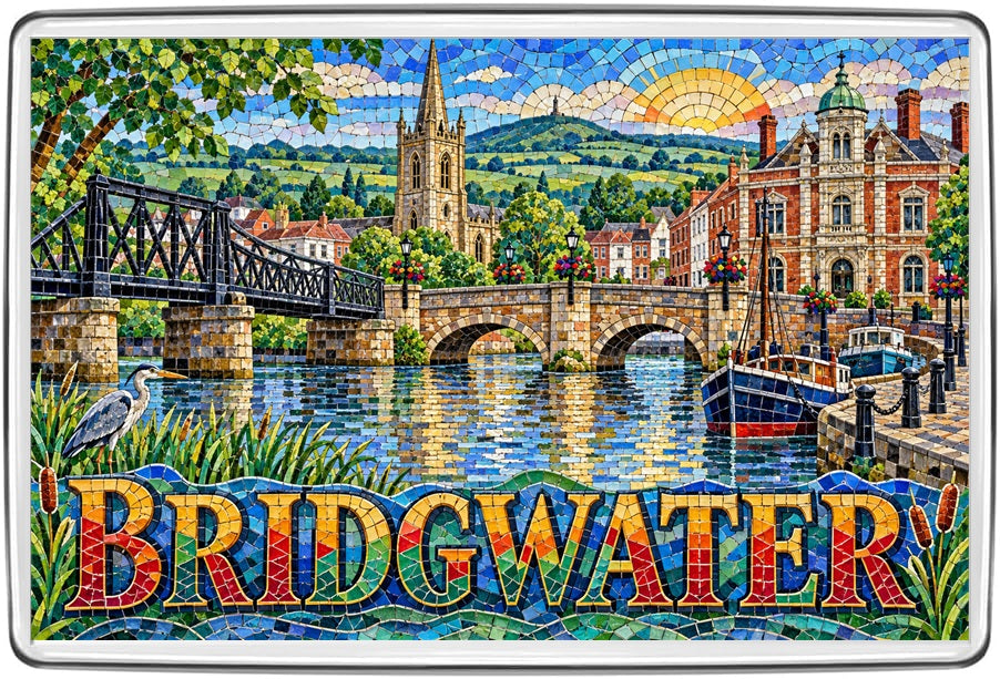 Bridgwater colourful mosaic artwork fridge magnet
