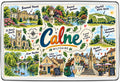 Calne Wiltshire illustrated map magnet showing Bowood House, Bowood Gardens, Cherhill White Horse, Lansdowne Monument and Market Square