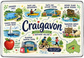Craigavon County Armagh illustrated map fridge magnet featuring Craigavon Lakes, South Lake watersports, Oxford Island and Tannaghmore Gardens