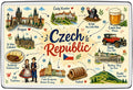 Czech Republic illustrated map fridge magnet with Prague, Český Krumlov, pilsner beer and Czech traditions