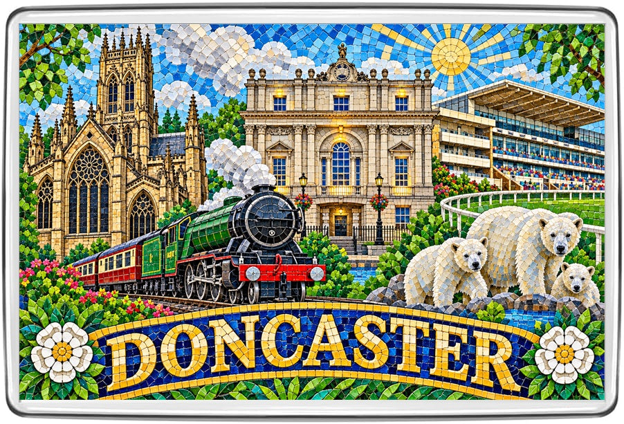 Doncaster colourful mosaic artwork fridge magnet