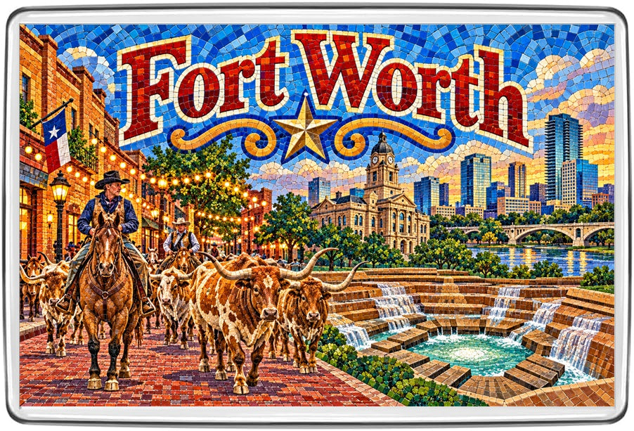 Fort Worth mosaic fridge magnet