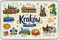 Kraków Poland Illustrated Map Fridge Magnet – Wawel Castle & Cloth Hall Gift