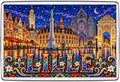 Lille France night mosaic fridge magnet with historic Grand Place architecture