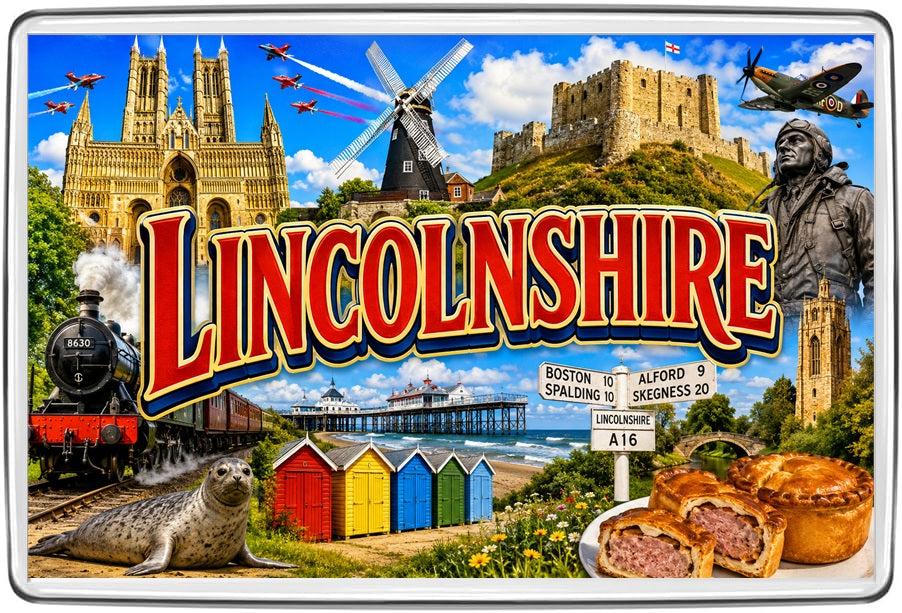 Lincolnshire illustrated souvenir fridge magnet, The Gift Burrow