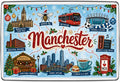 Manchester Christmas Map Etihad festive magnet design