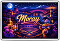 Moray colourful night-time neon mosaic fridge magnet artwork
