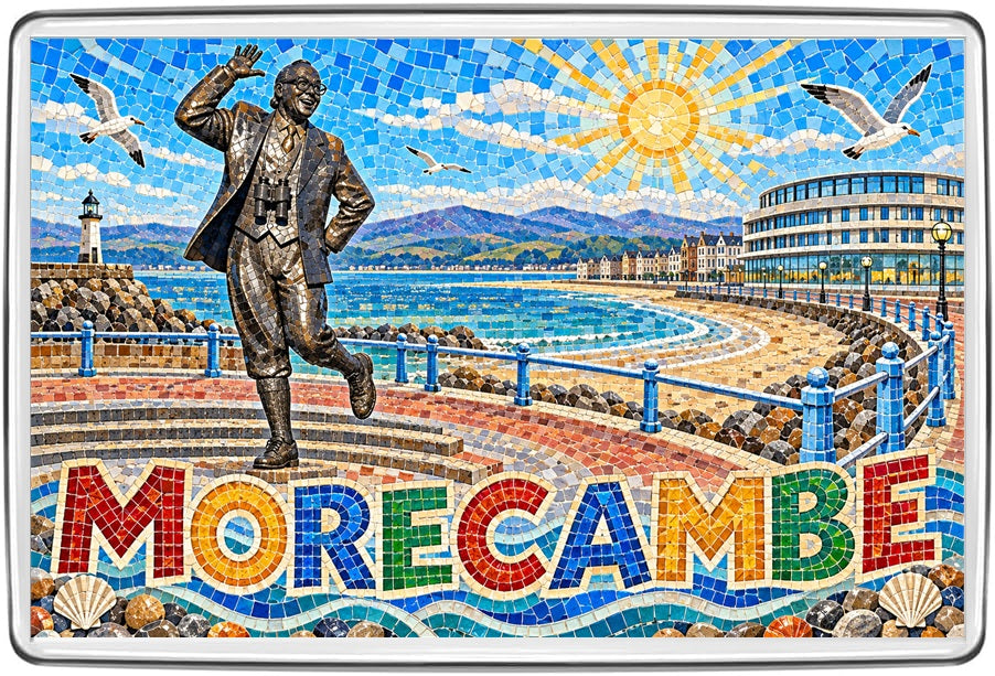 Morecambe colourful mosaic fridge magnet travel souvenir artwork