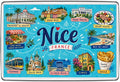 Nice France illustrated map fridge magnet with Promenade des Anglais, Baie des Anges, Vieux Nice, Matisse Museum and socca