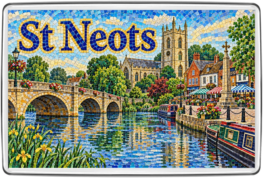 St Neots colourful mosaic fridge magnet travel souvenir