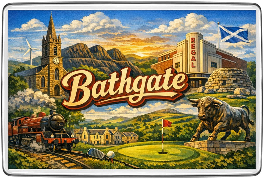 Bathgate vintage lettering collage fridge magnet