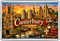 Canterbury vintage lettering collage fridge magnet - illustrated souvenir artwork