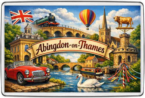 Abingdon-on-Thames vintage lettering collage fridge magnet illustrated souvenir