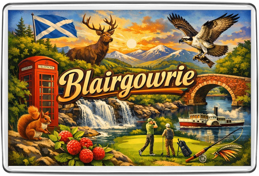 Blairgowrie retro illustrated lettering fridge magnet