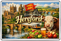 Hereford illustrated vintage lettering collage 70 x 45 mm acrylic fridge magnet
