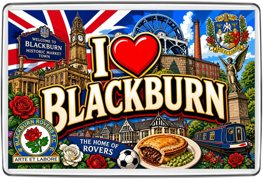 I Love Blackburn illustrated travel fridge magnet artwork