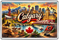 Calgary vintage lettering collage fridge magnet