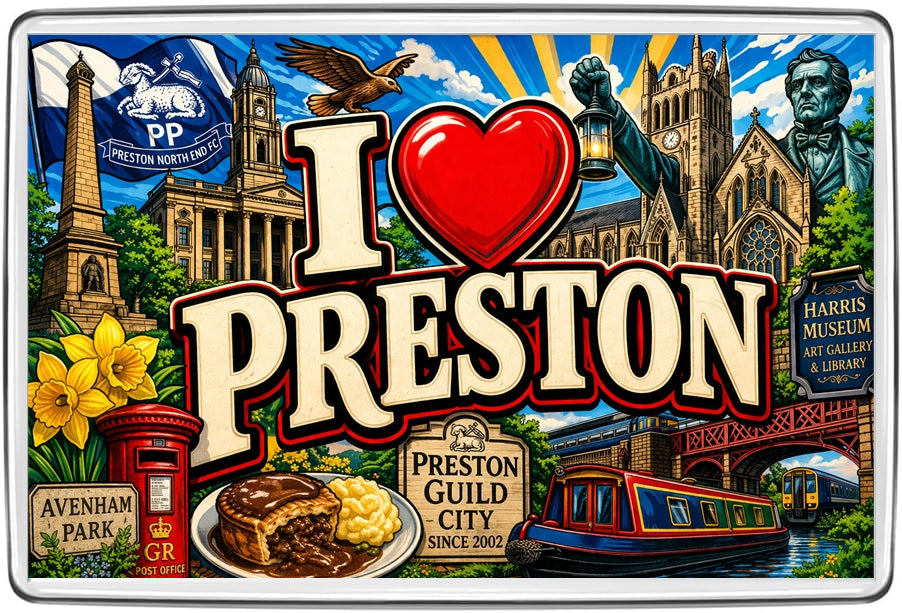 I Love Preston illustrated destination fridge magnet souvenir