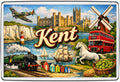 Kent vintage lettering collage souvenir fridge magnet