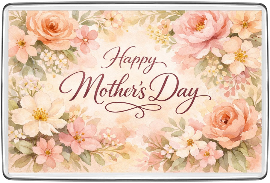 Happy Mother's Day elegant soft watercolour roses peonies and flowers fridge magnet