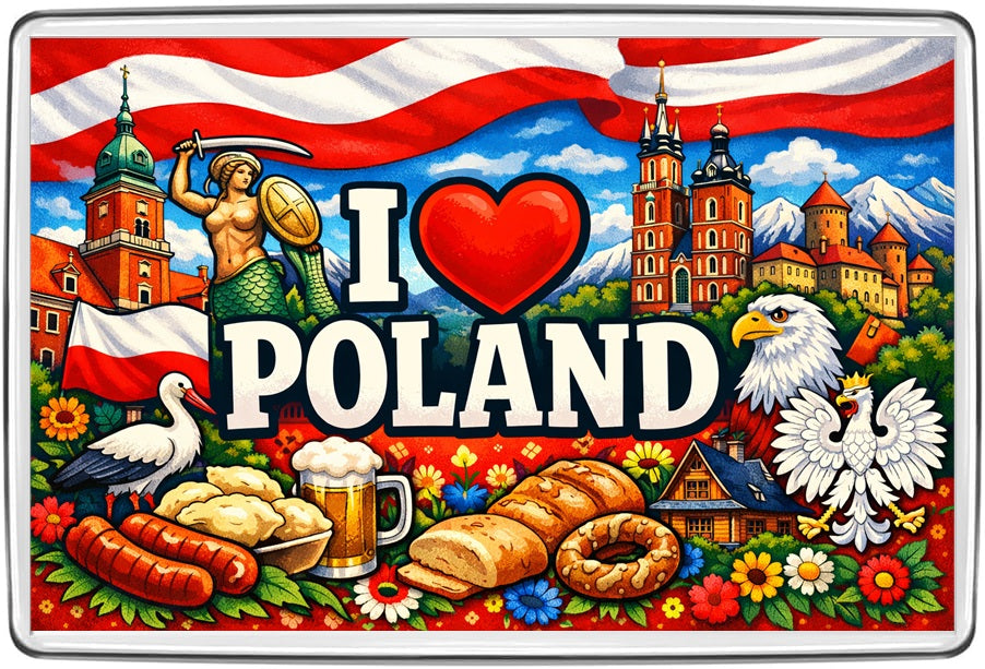 I Love poland landscape acrylic fridge magnet