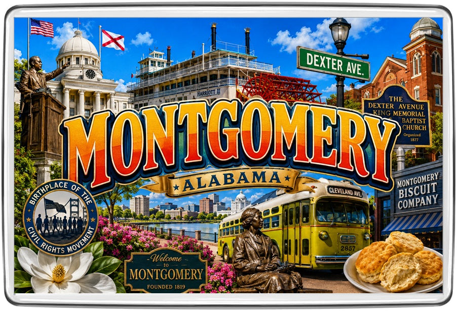 Montgomery vintage lettering collage fridge magnet original artwork