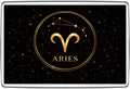 Aries zodiac sign black and gold constellation fridge magnet in clear acrylic holder