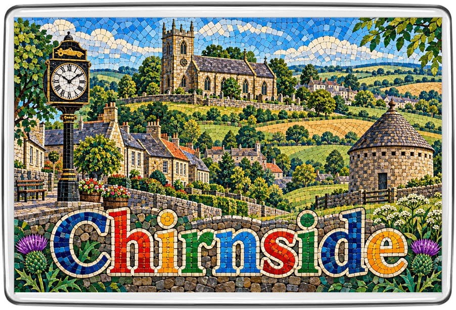 Chirnside Scottish Borders mosaic souvenir fridge magnet