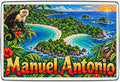 Manuel Antonio Costa Rica mosaic fridge magnet showing rainforest beaches, capuchin monkey and sloth