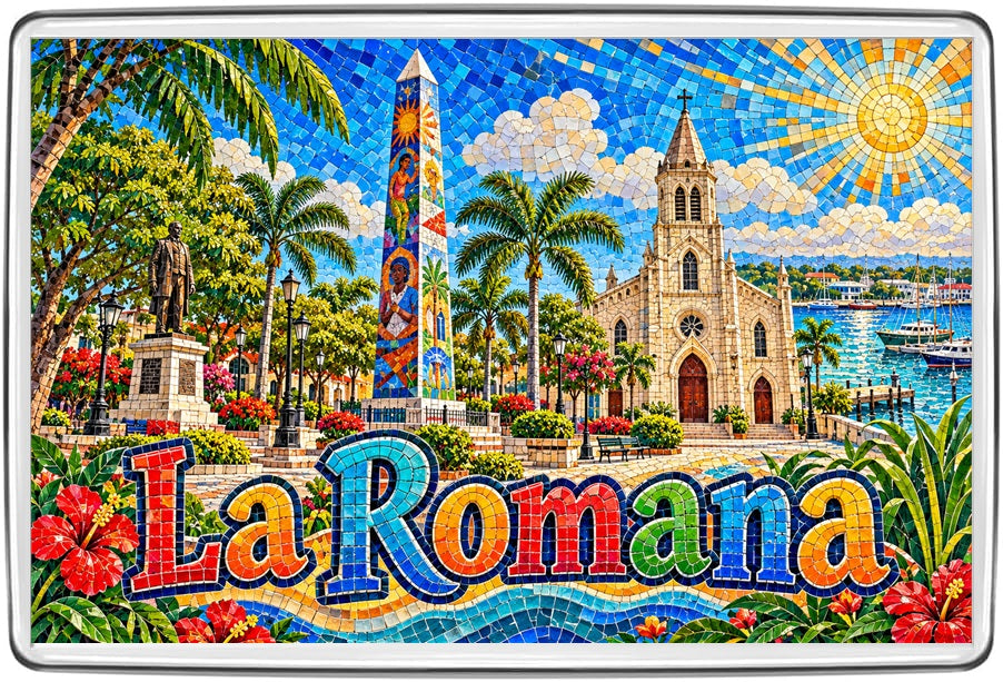 La Romana mosaic fridge magnet colourful travel souvenir artwork