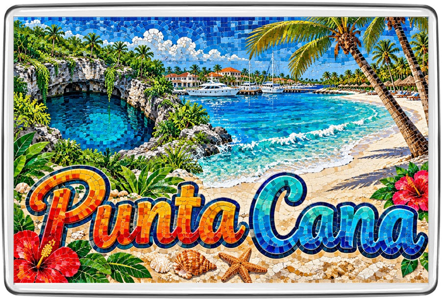 Punta Cana colourful mosaic fridge magnet souvenir design