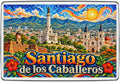 Santiago de los Caballeros mosaic souvenir fridge magnet colourful travel design