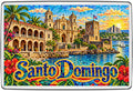 Santo Domingo mosaic souvenir fridge magnet colourful travel design