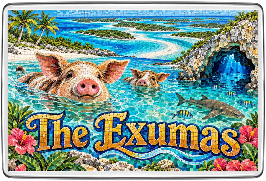 The Exumas mosaic souvenir fridge magnet colourful travel design