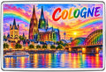 Cologne rainbow cityscape magnet with Cologne Cathedral, Rhine and Hohenzollern Bridge