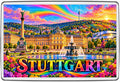 Stuttgart Germany rainbow cityscape magnet featuring Neues Schloss, Schlossplatz and fountain