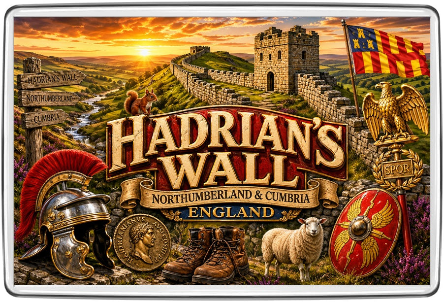 Hadrian's Wall vintage lettering collage fridge magnet