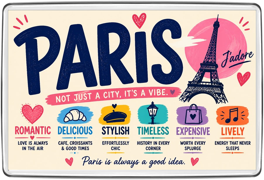 Paris City Personality Fridge Magnet | Romantic French Café Lifestyle Gift