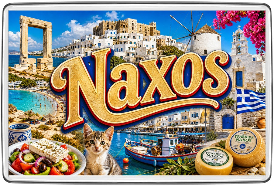 Naxos richly illustrated landmark souvenir fridge magnet