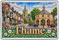 Thame mosaic fridge magnet artwork, colourful travel souvenir
